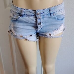 VIP Light Blue Distressed Jean Shorts